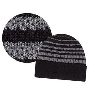Acrylic, Cuff Toque, Mesh Stripe Rib knit